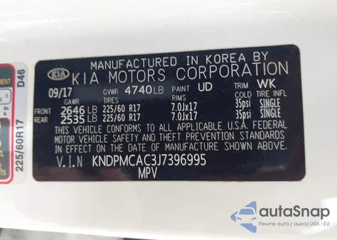 2018 Kia Sportage Lx из США, поврежденный, VIN KNDPMCAC3J7396995